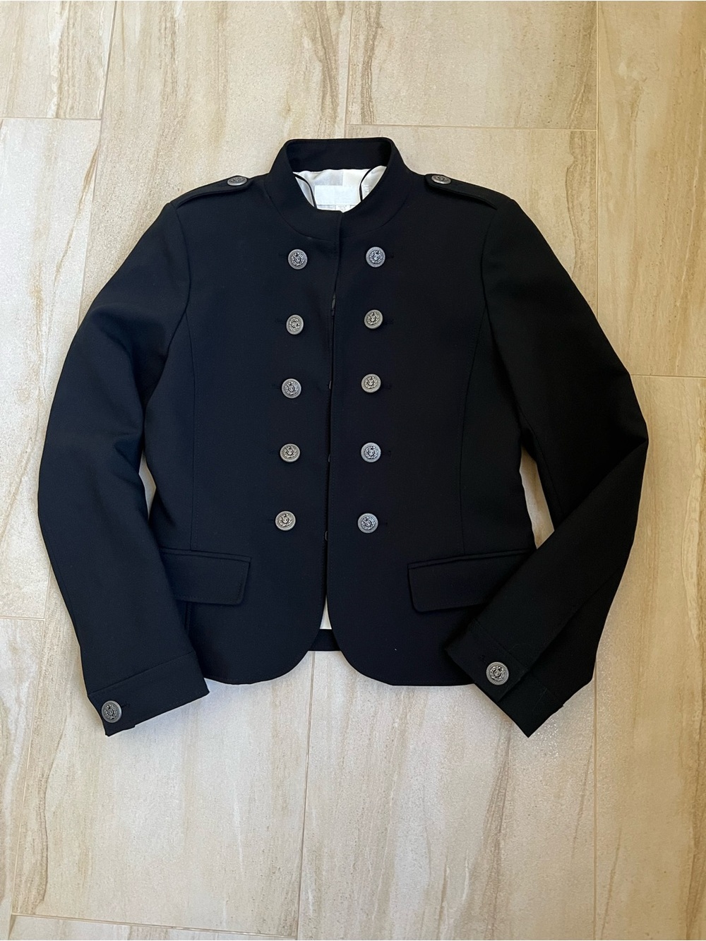 Zara Black Double-Breasted Military Blazer